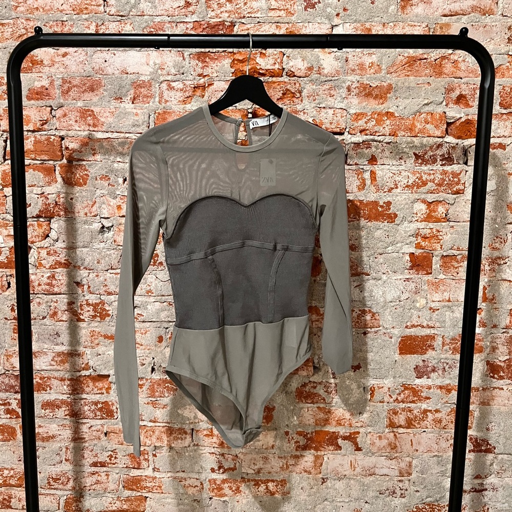 ZARA green camo bodysuit